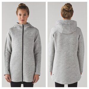 Lululemon Going Places Hooded Jacket Heathered Space Dyed Medium Grey / Black 10